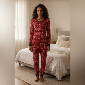 NEW, Ardene, Red Penguin Print Thermal Onesie Pajama, Size XL